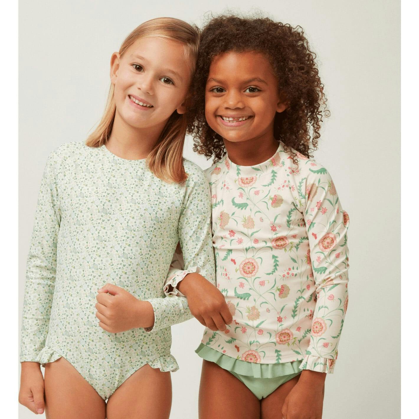 Girls Sea Marsh Floral Rashguard One Piece