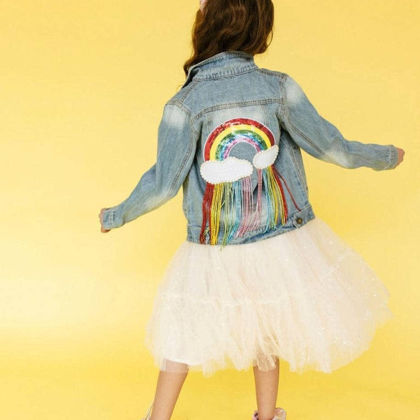 Womens Crystal Rain Denim Jacket