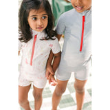 Swim Short Sleeve One-Piece - Sea Bloom