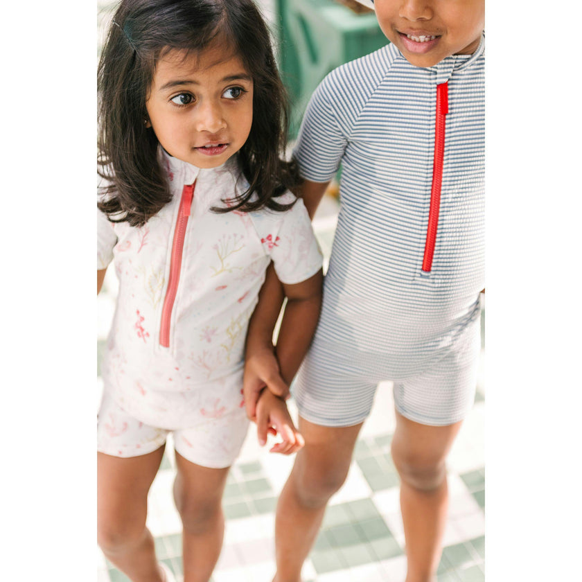 Swim Short Sleeve One-Piece - Sea Bloom