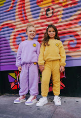 Bright Smiley Fuzzy Sweatshirt And Pant Set