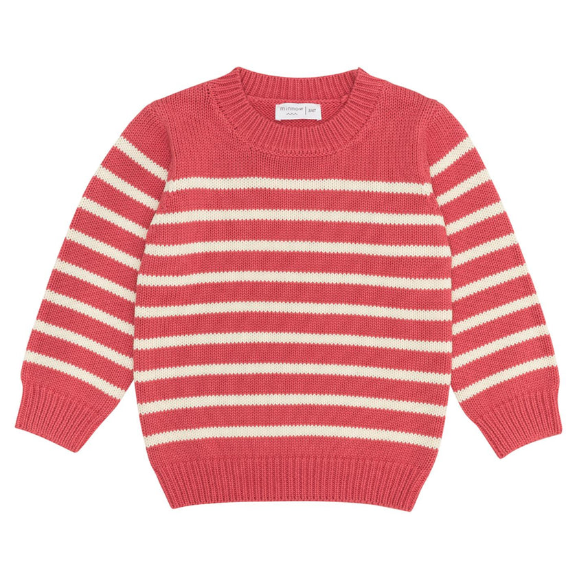 Unisex Red And Cream Stripe Knit Sweater