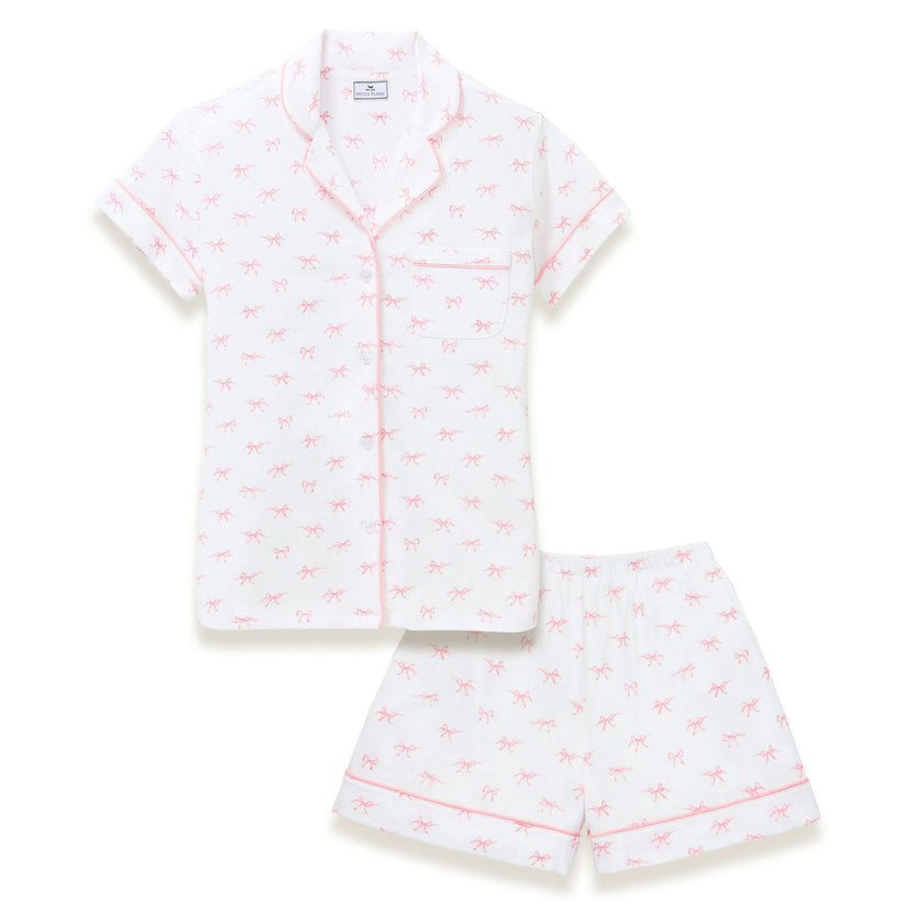Women's Pima Short Sleeve Short Set in Blushing Bows