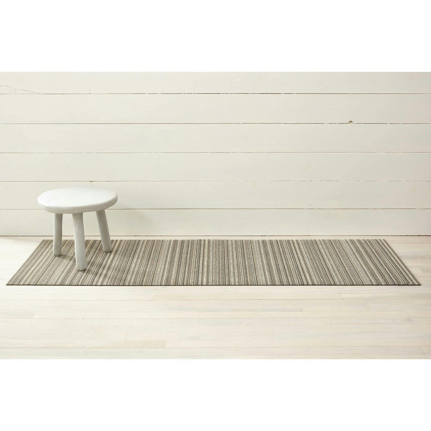 Skinny Stripe Shag Floor Mat, Birch