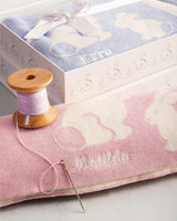 Knitted Bunny Blanket in Pale Blue