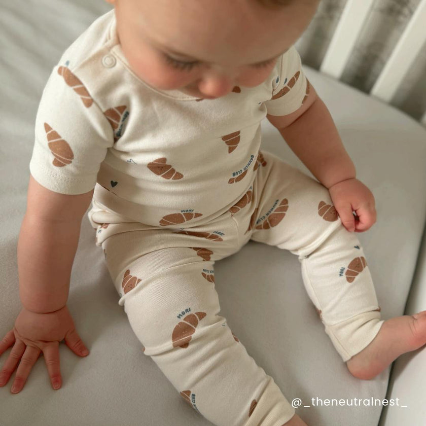 Petit Croissant Short Sleeve Pajama Set