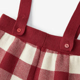 Red Gingham Knit Suspender Pants