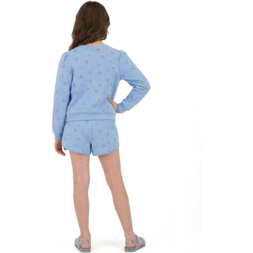 Tween Girls Crewneck Sweatshirt & Short Set | Cherry Print
