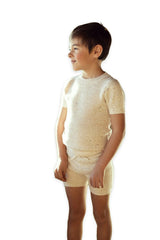 Speckled Knitted Waffle Knit Ribbed Top and Shorts Two Piece Set