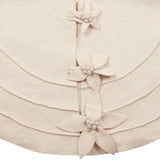 Poinsettia Buttons Cream Hand Felted Wool XL Christmas Tree Skirt 72" Arcadia Home