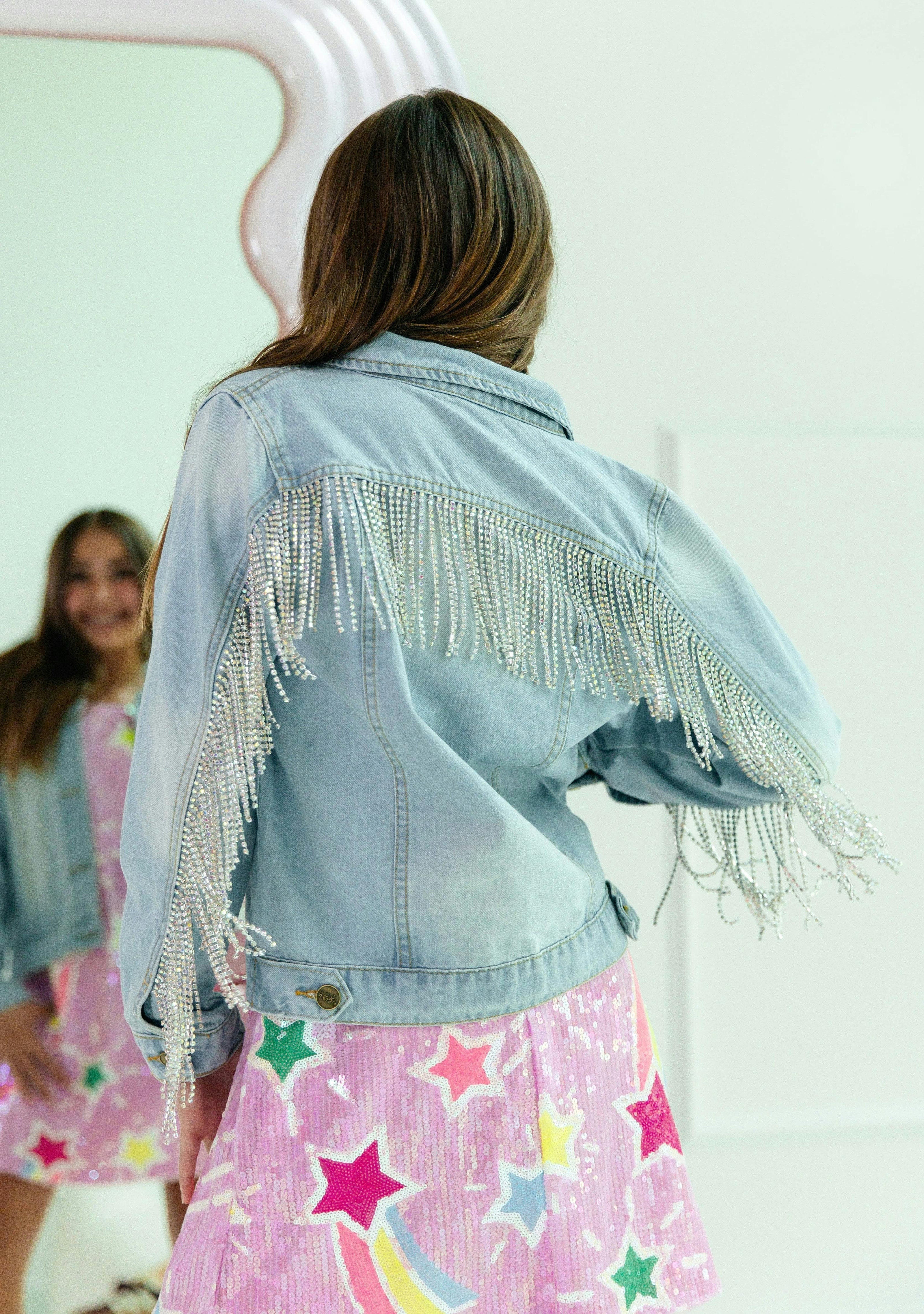 Crystal Tassel Denim Jacket
