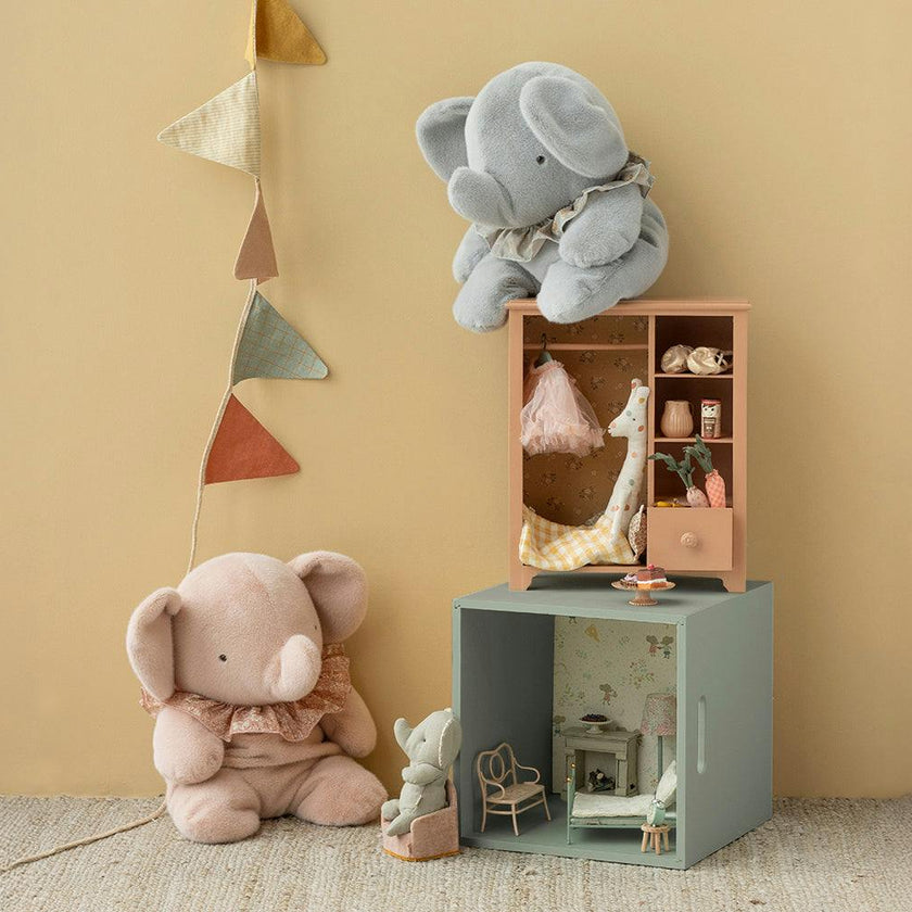 Elephant plush, Big - Blue/grey