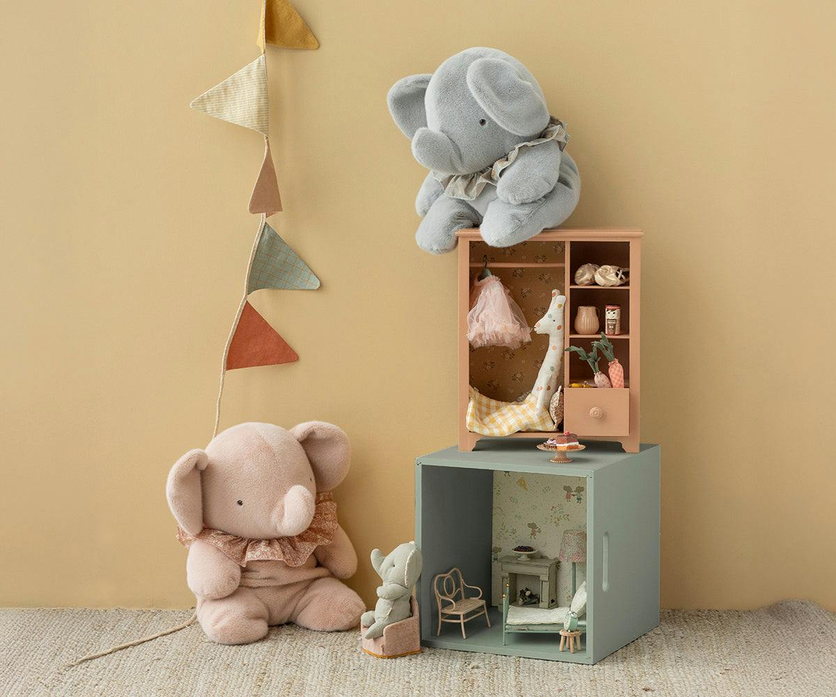 Elephant plush, Big - Blue/grey