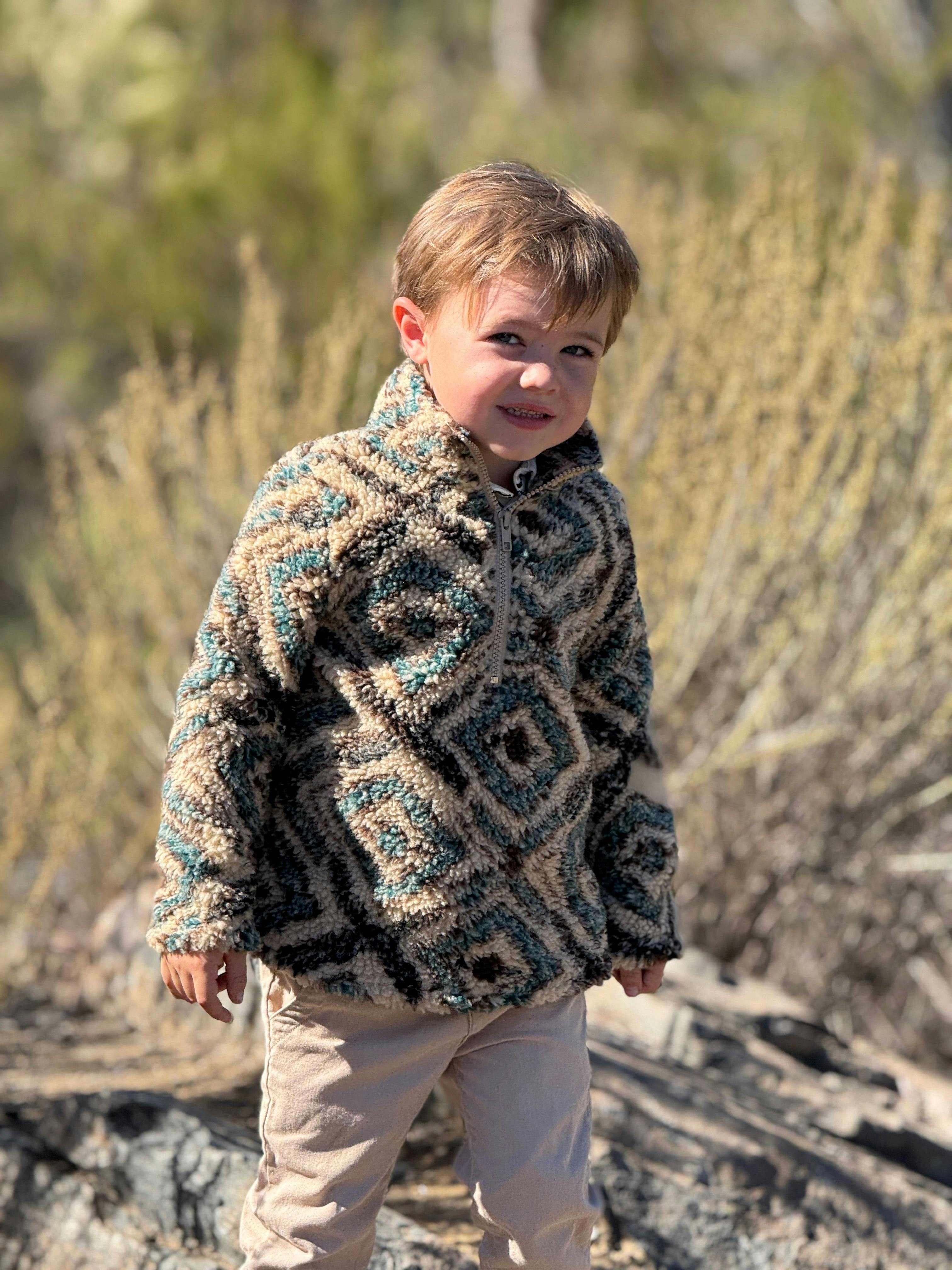 MACCHU sherpa brown//teal multi stripe