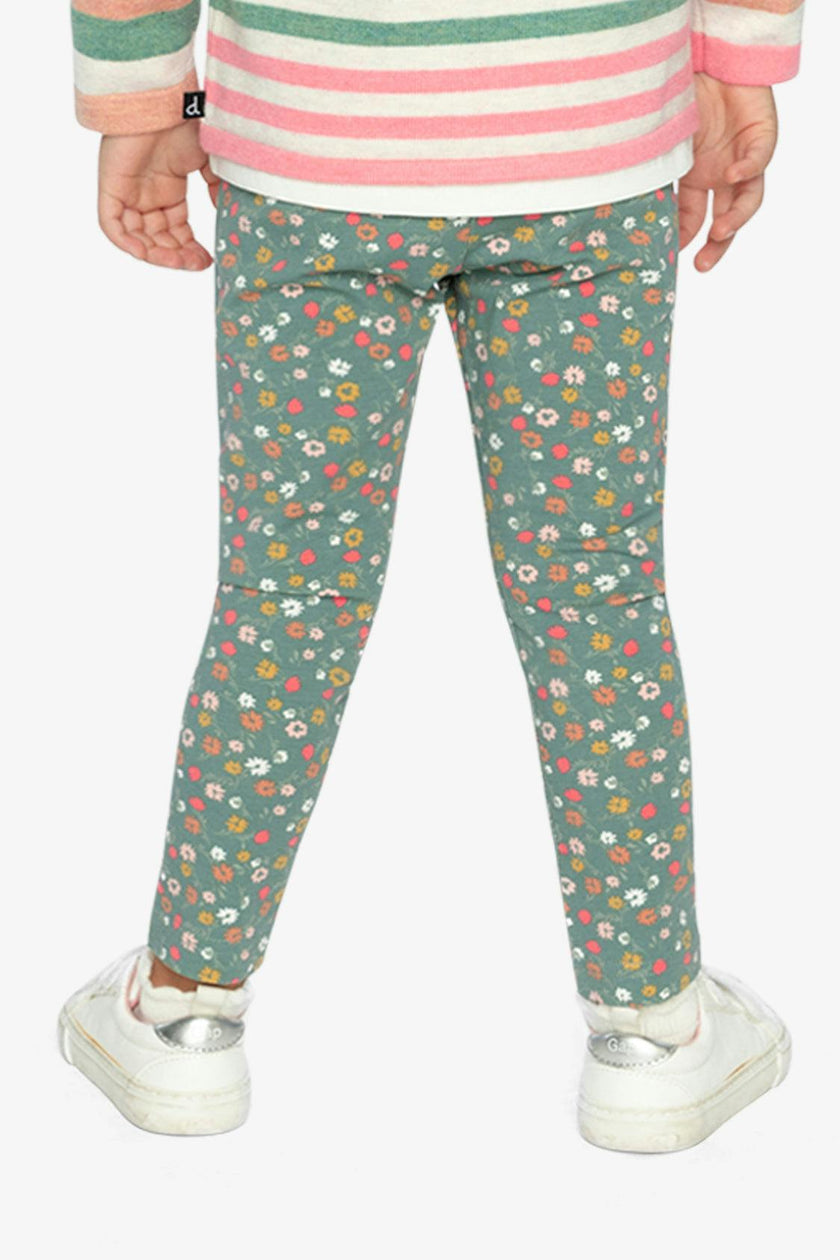 Organic Cotton Leggings Green Floral Print