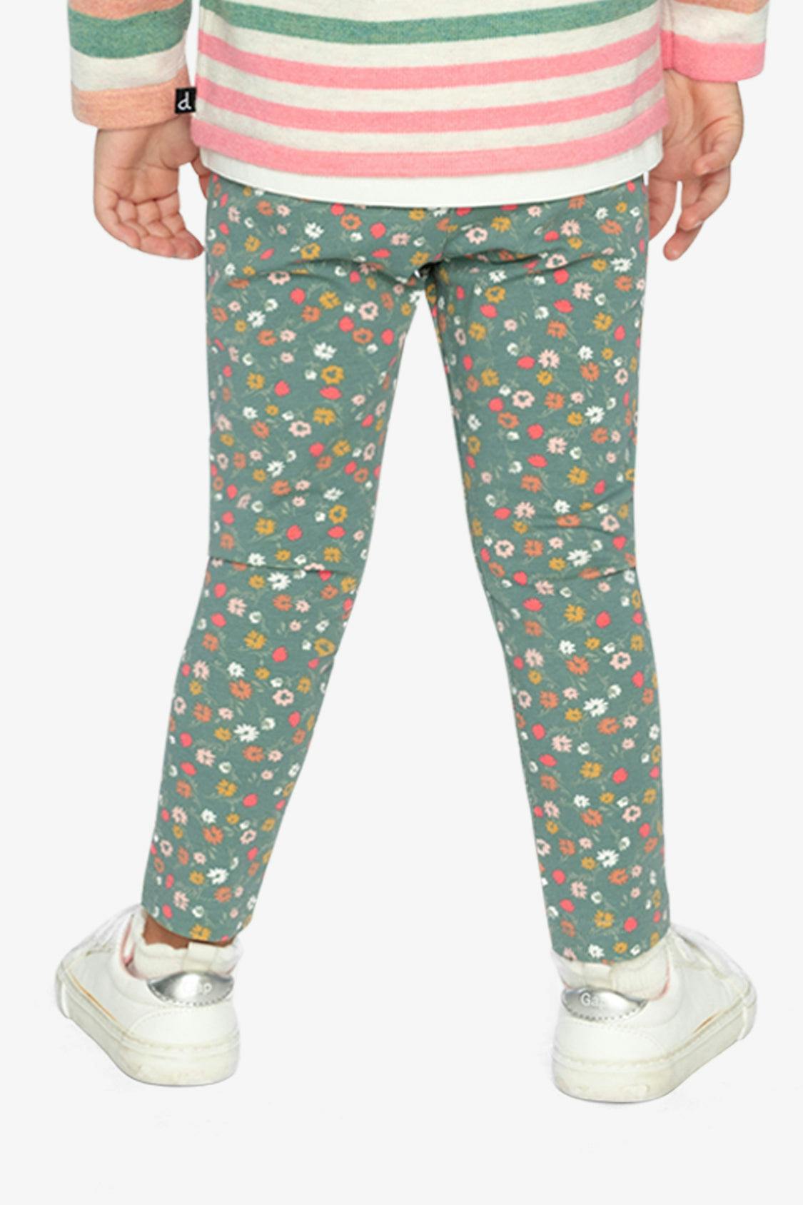 Organic Cotton Leggings Green Floral Print