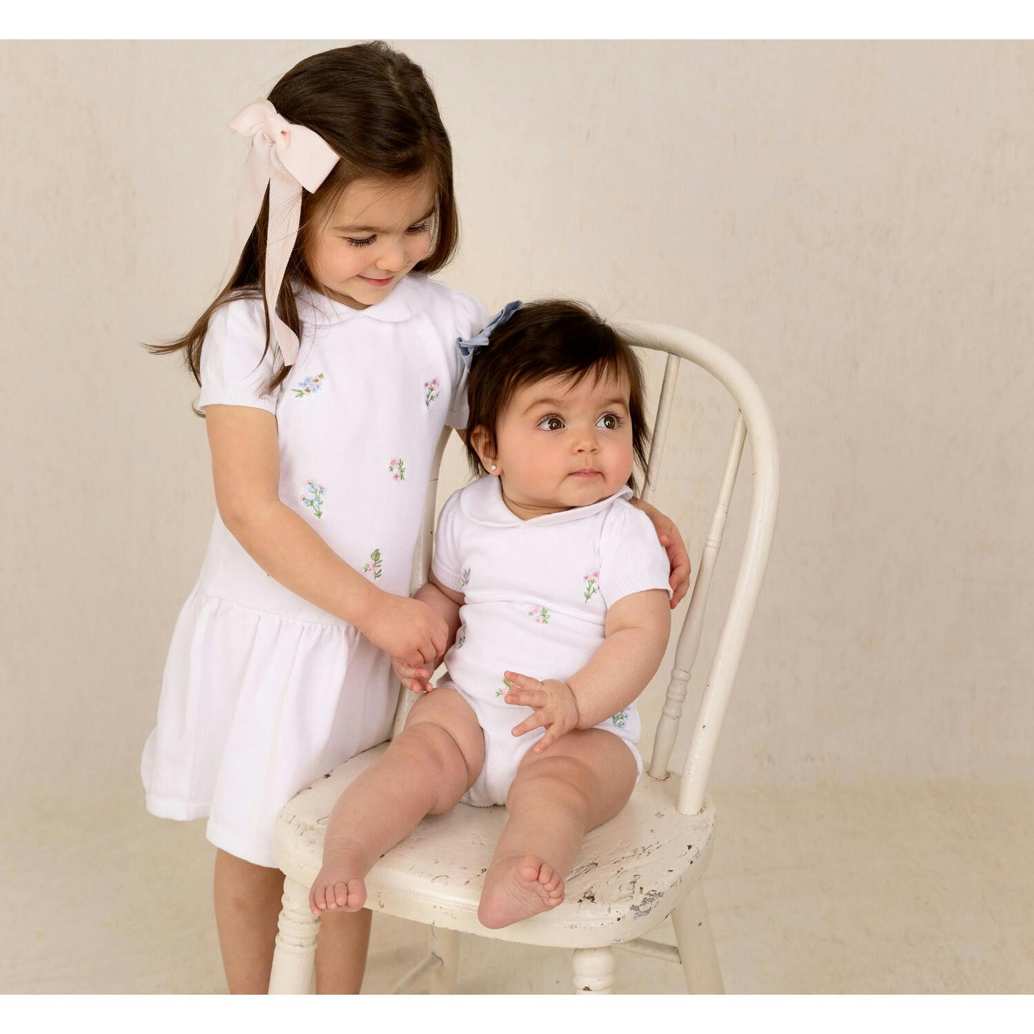 Girls Embroidered Garden Knit Romper