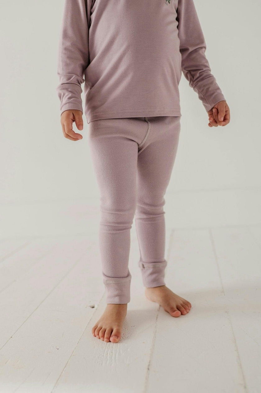 Girls Ribbed Leggings in Lavender Cloud