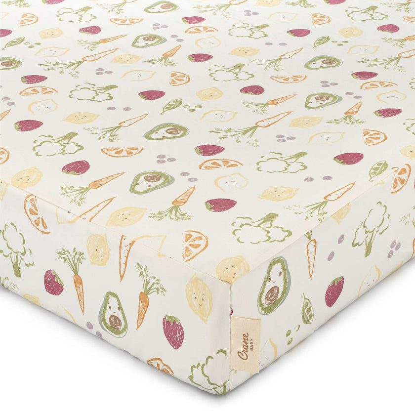 Clementine Fruits & Veggies Cotton Fitted Crib Sheet