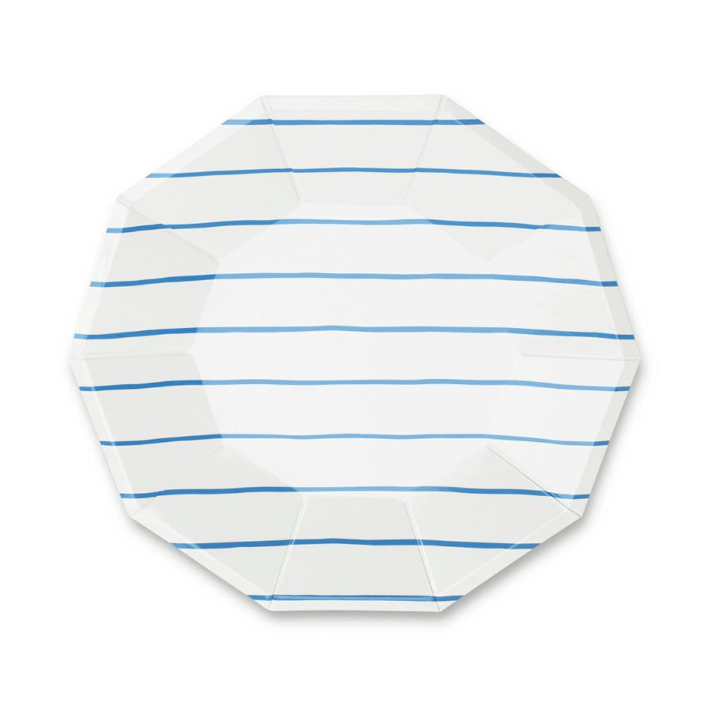 Cobalt Frenchie Striped Large Plates
