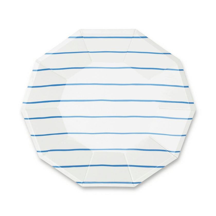 Cobalt Frenchie Striped Large Plate