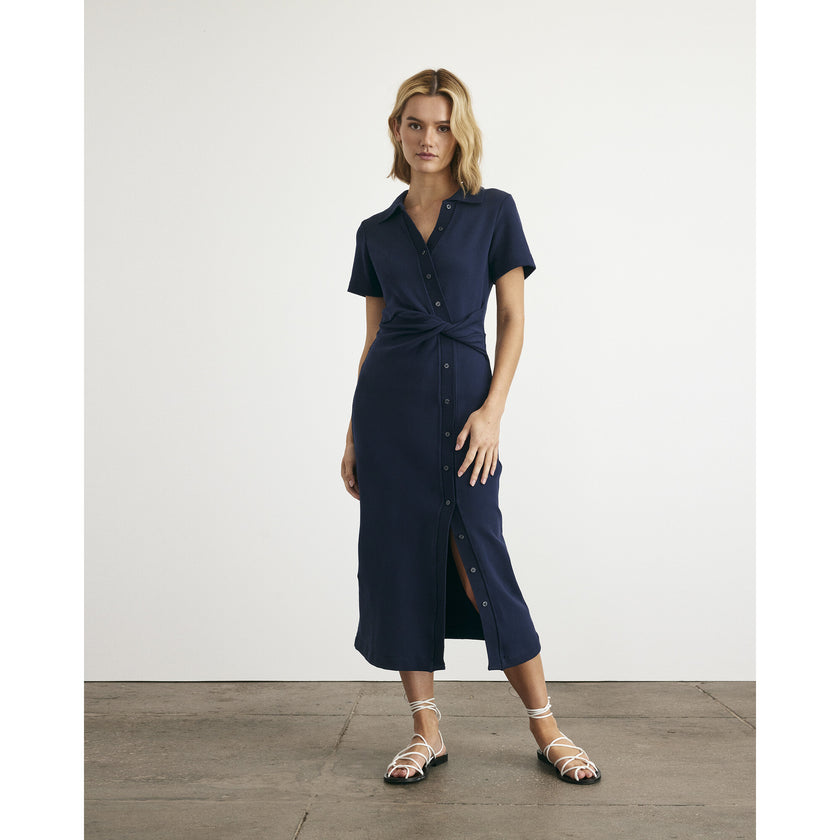 Short Sleeve Ellicot Dress, Navy