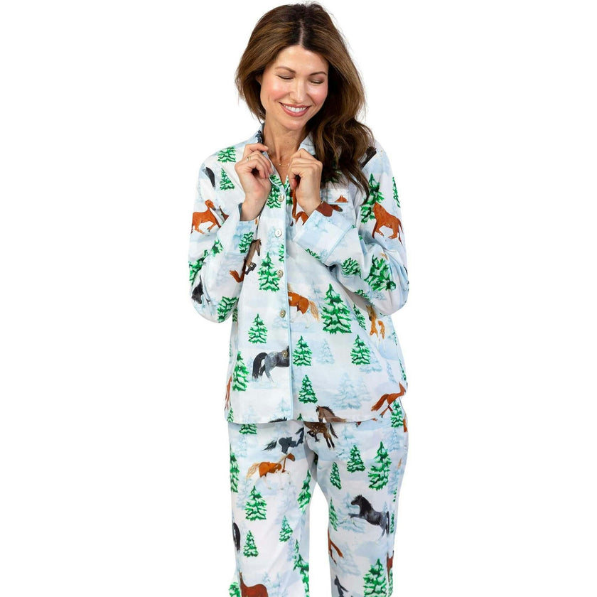 Women's Skydog Wild & Free Long PJ Set - Organic Cotton Poplin