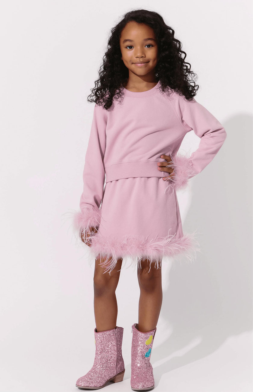 Pink Feather Sweat Suit