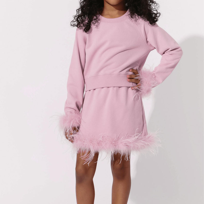Pink Feather Sweat Suit