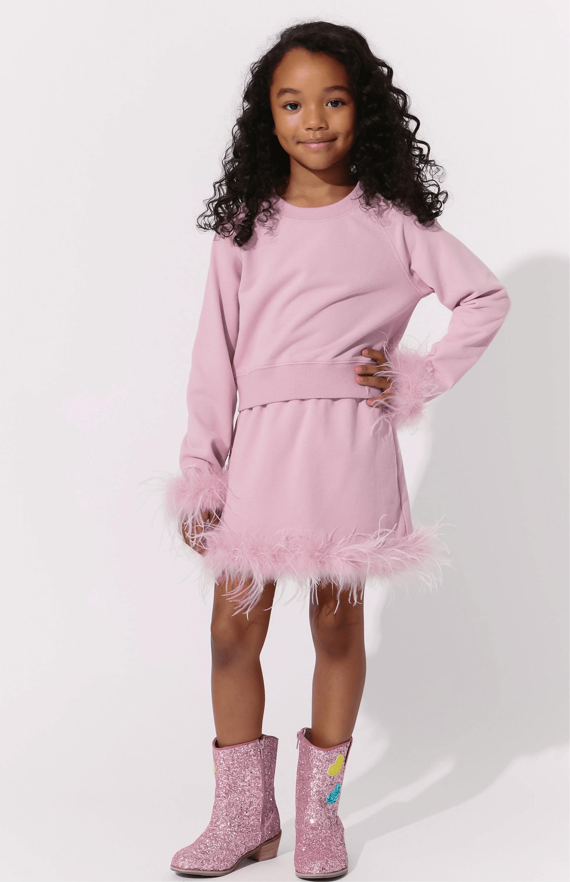 Pink Feather Sweat Suit
