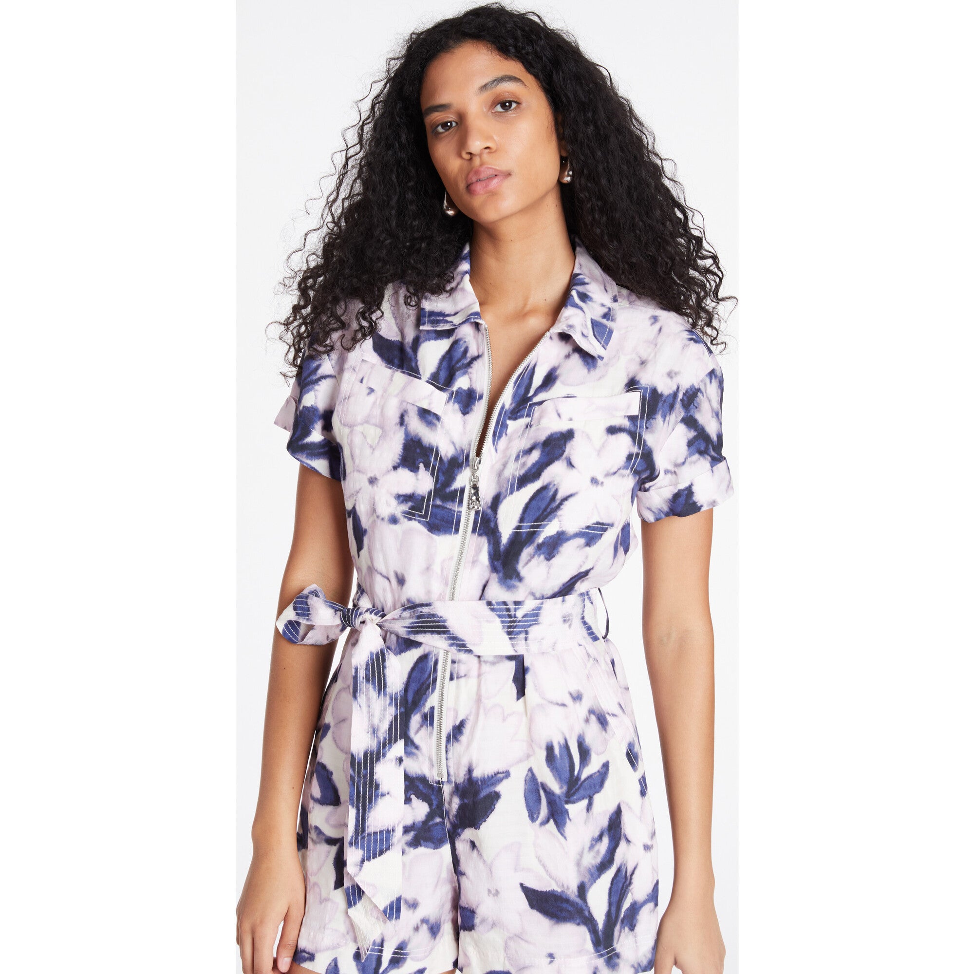 Women's Short Sleeve Skye Romper, Purple
