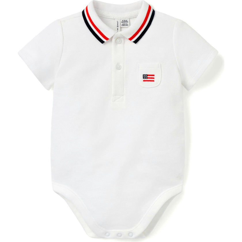 Baby Embroidered Flag Pique Polo Bodysuit