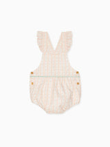 Pink Floral Stripe Ronita Baby Girl Romper Dungarees