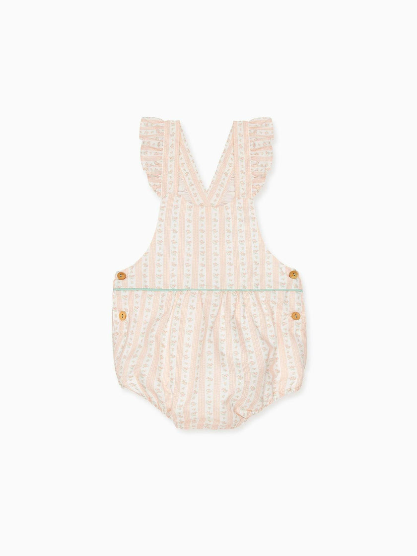 Pink Floral Stripe Ronita Baby Girl Romper Dungarees