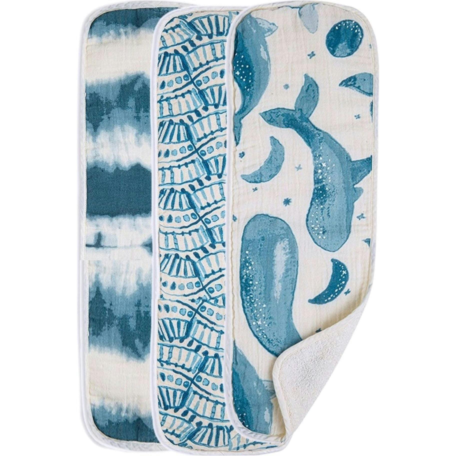 Caspian 3-pc. Newborn Burp Cloth Set (Whale)