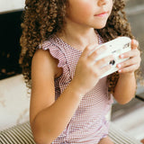 girls cocoa gingham ruffle one piece