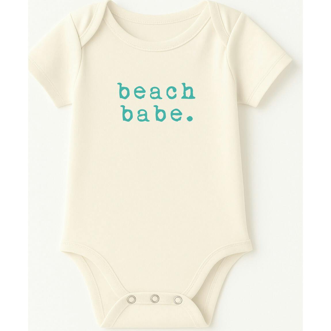 Beach Babe Seafoam Organic Cotton Baby Bodysuit Short Sleeve