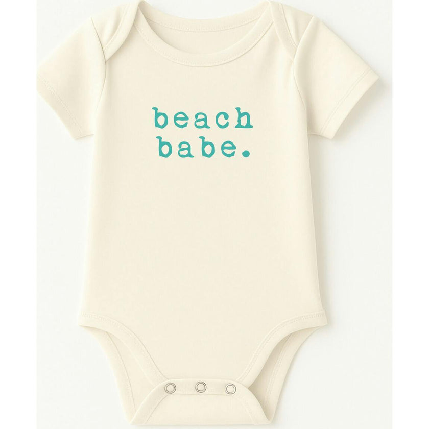 Beach Babe Seafoam Organic Cotton Baby Bodysuit Short Sleeve