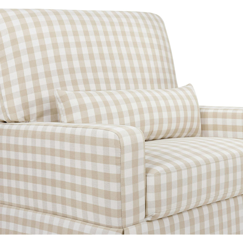 Crawford Pillowback Chair and a Half Comfort Swivel Glider in Tan Gingham