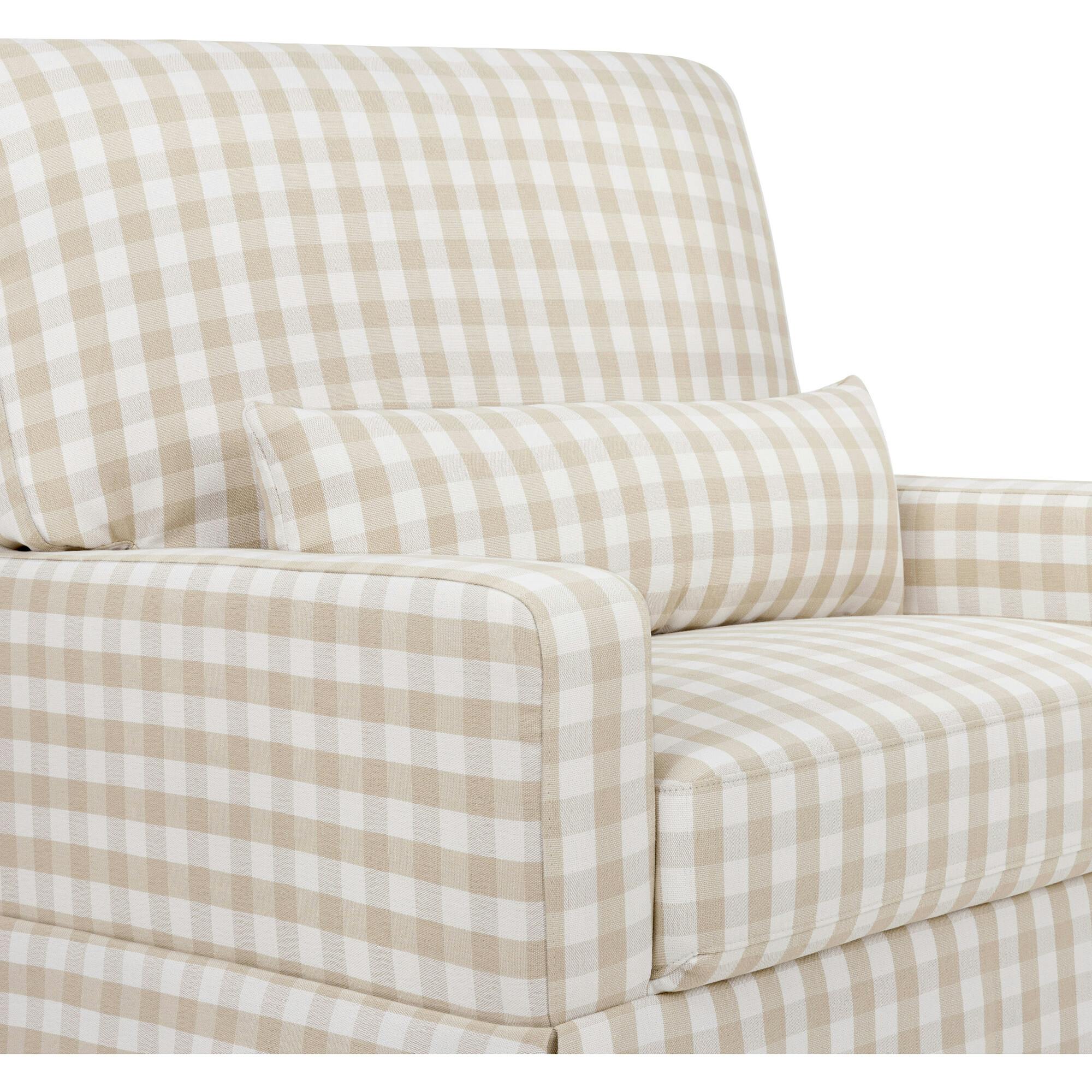 Crawford Pillowback Chair and a Half Comfort Swivel Glider in Tan Gingham
