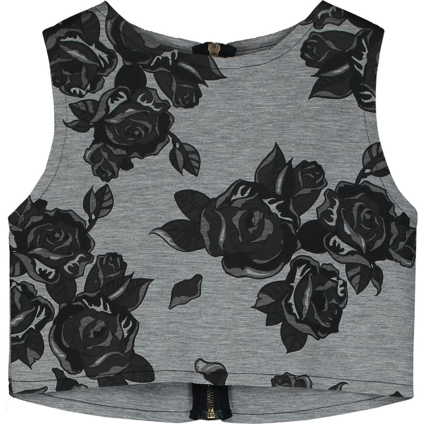 Black Flower Neoprene Top