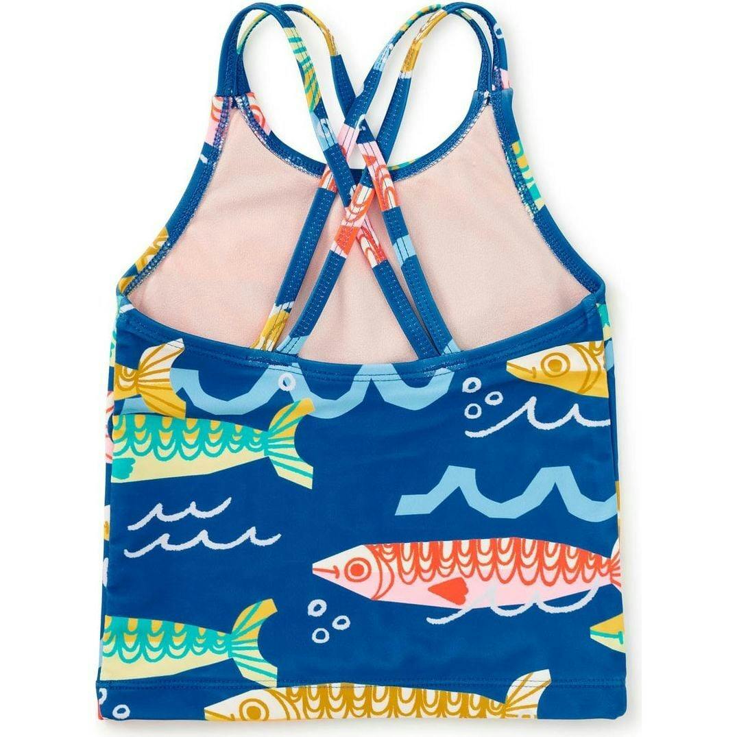 Cross Back Tankini Top, Blue