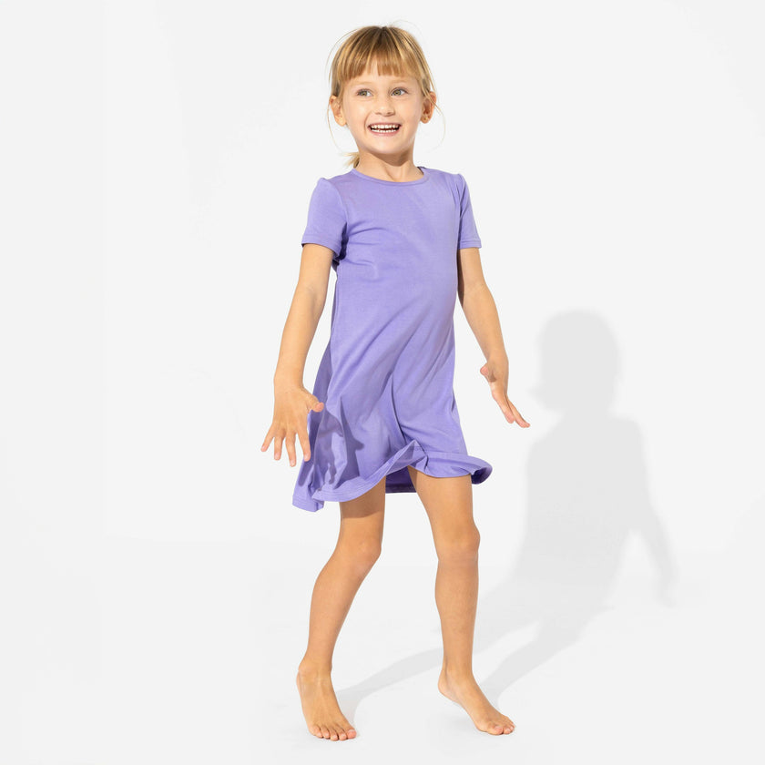 Poppin Purple Bamboo Girls' Short Sleeve Dress