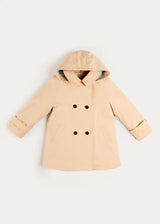 Double Breasted George Check Lined Rain Coat With Detachable Hood in Beige (2-10yrs)