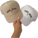 Cool Mom Embroidered Trucker Hat, Beige & Black - OS