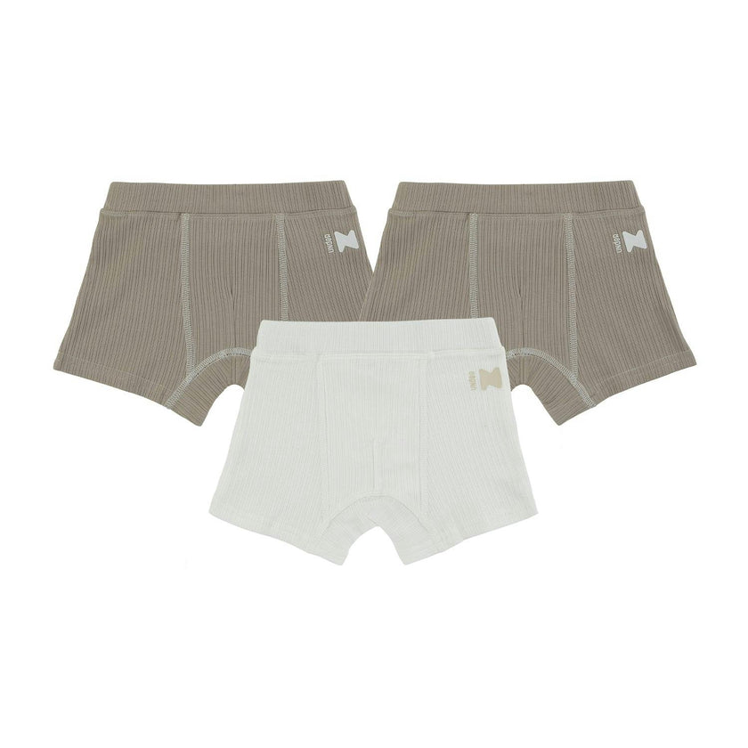 Ribbed Taupe + White  (3 Boxers)