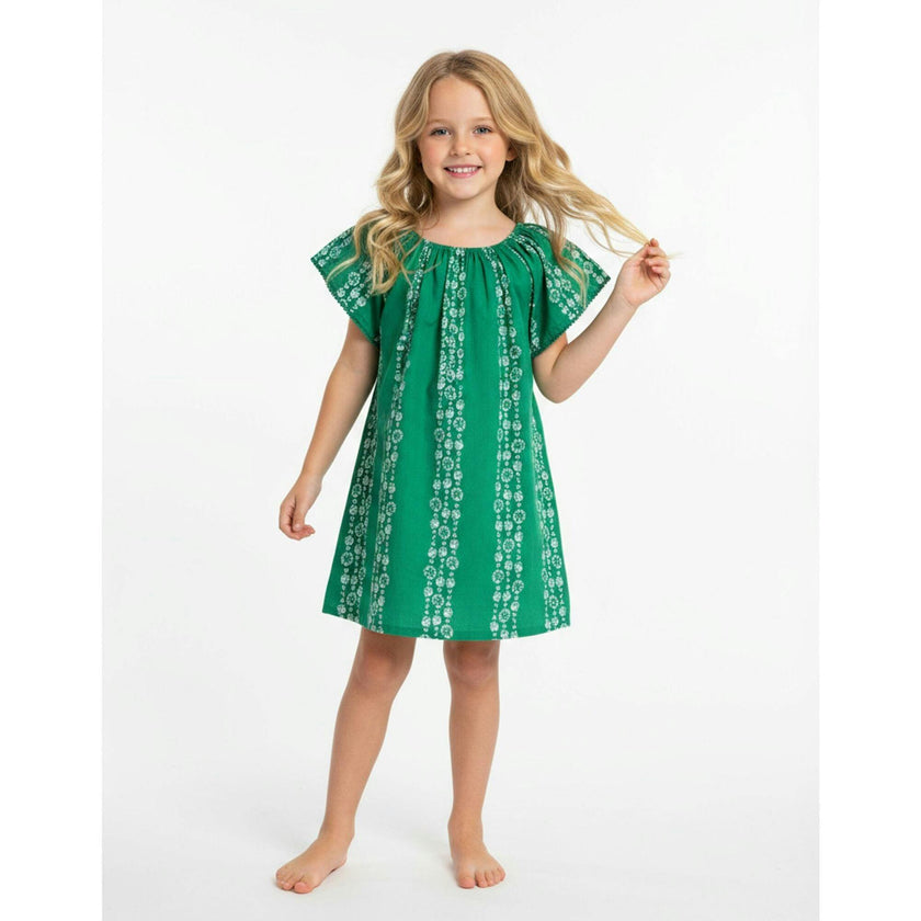 Mini Capucine Girls Caftan Jungle Sea Shells, Green
