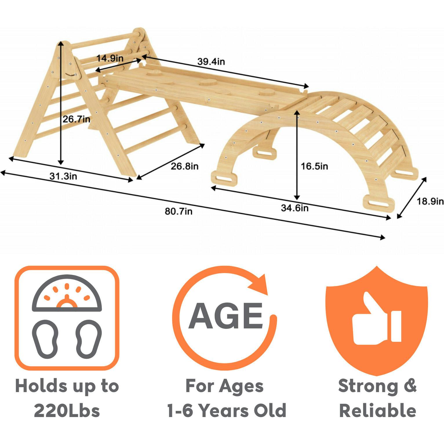 Hazel | Pikler Triangle, Slide & Rocker Set