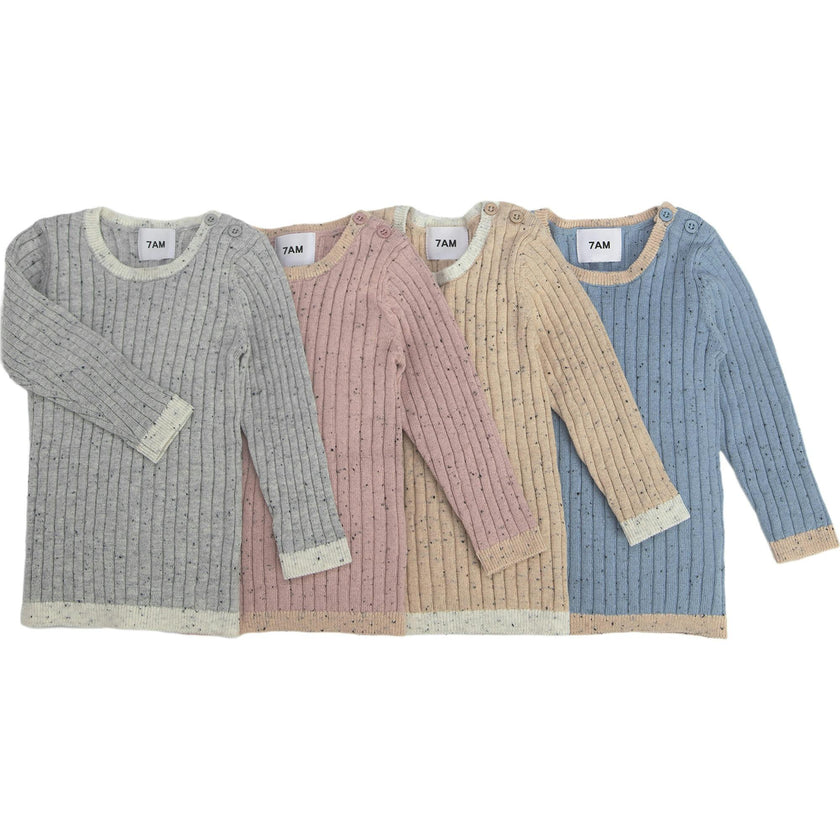 Ribbed Knit Long Sleeve Retro Top