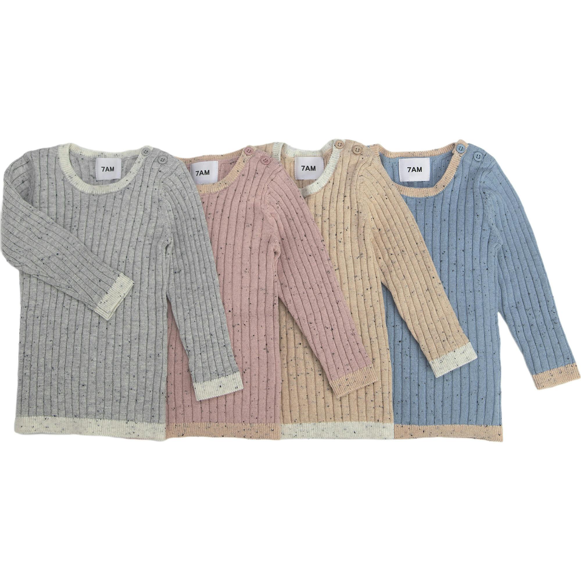 Ribbed Knit Long Sleeve Retro Top